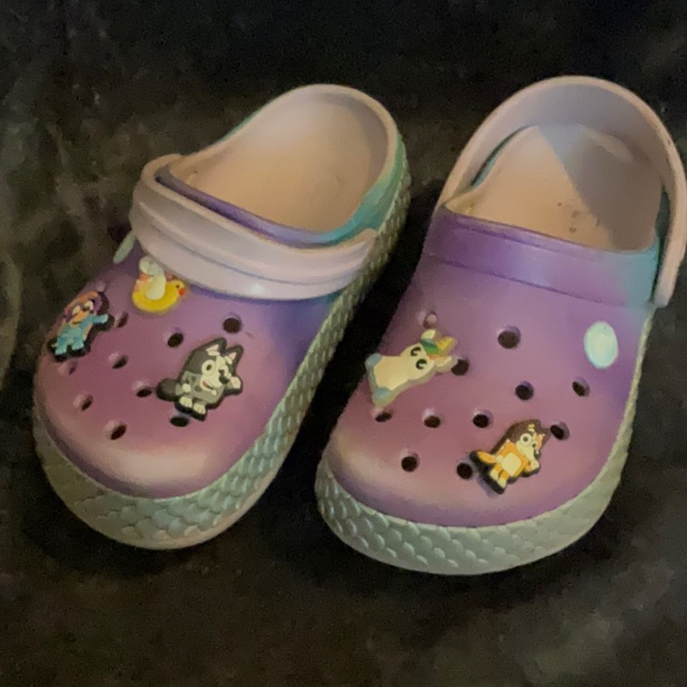 Kids Purple Clogs with Cartoon Charms